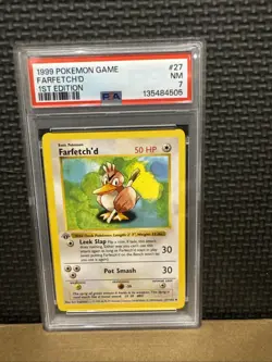 1999 Base Set 1st Edition Rare Farfetch’d Pokemon PSA 7 27/102 - Image 1