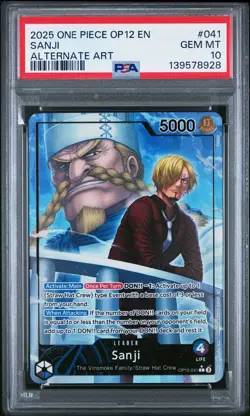 2025 ONE PIECE OP12-LEGACY OF THE MASTER ALTERNATE ART #041 SANJI PSA 10 - Image 1