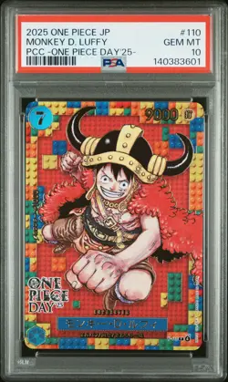 2025 ONE PIECE JPN PREM CARD COLL ONE PIECE DAY'25- #110 MONKEY D. LUFFY PSA 10 - Image 1