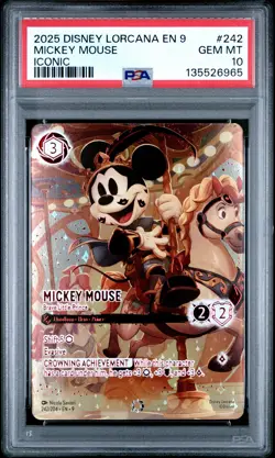 2025 DISNEY LORCANA EN 9-FABLED ICONIC MICKEY MOUSE - BRAVE LITTLE PRINCE PSA 10 - Image 1