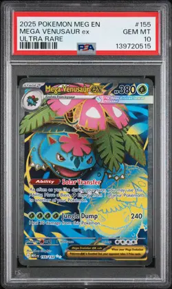 2025 POKEMON MEG EN-MEGA EVOLUTION ULTRA RARE #155 MEGA VENUSAUR EX PSA 10 - Image 1