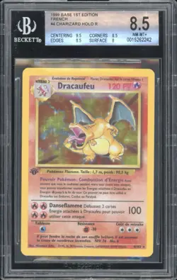 1999 Pokemon FRENCH 1st Edition Base Set Dracaufeu-Charizard Holo 4/102 BGS 8.5 - Image 1