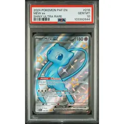 SV: Paldean Fates 216/091 Mew ex Shiny Ultra Rare PSA 10 - Image 1