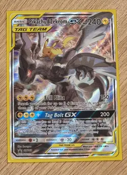 Pokemon TCG Pikachu And Zekrom GX Promo SM168 Tag Team Full Art Near Mint - Image 1