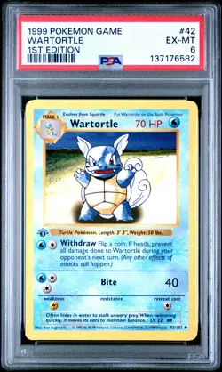 1999 POKEMON GAME 1ST ED #42 WARTORTLE PSA 6 - Image 1