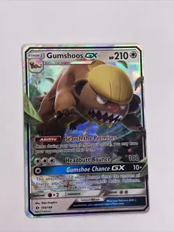 Pokemon TCG Gumshoos GX Sun & Moon Base Set 110/149 Ultra Holo Rare Card MP-LP - Image 1