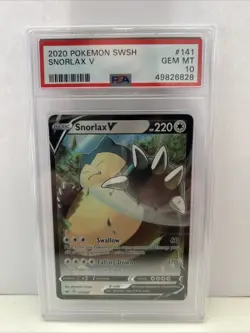PSA 10 GEM MINT 2020 Pokemon TCG Sword & Shield Snorlax V #141 - Image 1