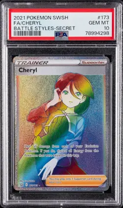 2021 POKEMON SWORD & SHIELD BATTLE STYLES SECRET #173 FULL ART/CHERYL PSA 10 - Image 1