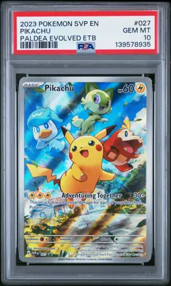 2023 POKEMON SVP PALDEA EVOLVED ELITE TRAINER BOX PROMO #027 PIKACHU PSA 10 - Image 1