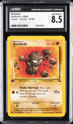 1999 POKEMON FOSSIL 1ST EDITION #47 GEODUDE CGC 8.5 - Image 1