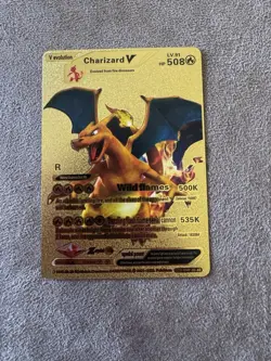Pokemon Charizard v Evolution Gold Foil Textured Display Card NM/M Condition - Image 1