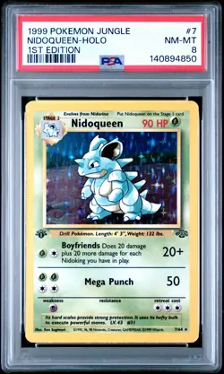 1999 POKEMON JUNGLE 1ST EDITION #7 NIDOQUEEN-HOLO PSA 8 - Image 1