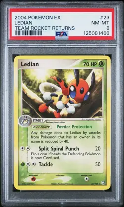 2004 POKEMON EX TEAM ROCKET RETURNS #23 LEDIAN PSA 8 - Image 1