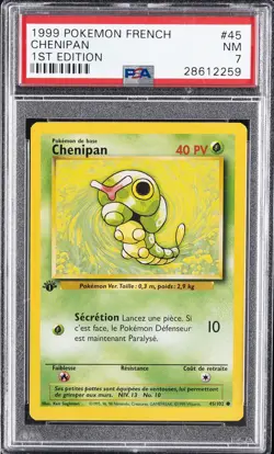 1999 POKEMON FRENCH 1ST EDITION #45 CHENIPAN PSA 7 - Image 1