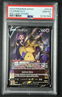 FA MIMIKYU V PSA 10 2022 POKEMON SWORD & SHIELD BRILLIANT STARS #TG16/TG30 7682 - Image 1