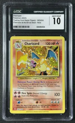 CHARIZARD HOLO CGC 10 2023 POKEMON CLASSIC COLL #003/034 & HO OH EX DECK 024 - Image 1