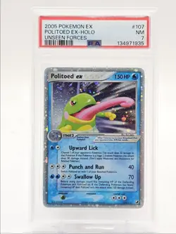 POLITOED EX 2005 POKEMON EX UNSEEN FORCES HOLO RARE EX 107/115 PSA 7 Q3626 - Image 1