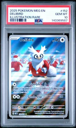 2025 POKEMON MEG EN-MEGA EVOLUTION ILLUSTRATION RARE #152 DELIBIRD PSA 10 - Image 1