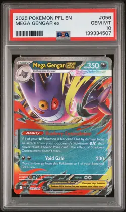 2025 POKEMON PFL EN-PHANTASMAL FLAMES #056 MEGA GENGAR EX PSA 10 - Image 1