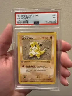 1999 Pokemon Base Set Sandshrew #62/102 1st Edition PSA 7 NM - Base Set - Image 1