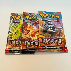LOT (3) Pokemon TCG: OBSIDIAN FLAMES S&V Loose Booster Packs - New & Sealed - Image 1