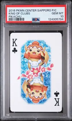 2016 POKEMON CENTER SAPPORO PLAYING CARDS PIKACHU KING OF CLUBS PSA 10 - Image 1