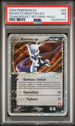 2004 POKEMON EX TEAM ROCKET RETURNS #99 ROCKET'S MEWTWO EX-HOLO PSA 7 - Image 1