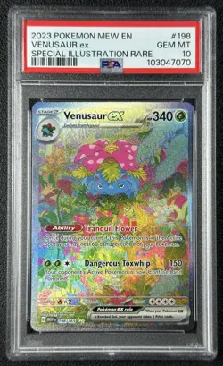 VENUSAUR EX PSA 10 2023 POKEMON MEW EN #198/165 SPECIAL ILLUSTRATION RARE 7070 - Image 1