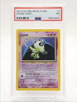CELEBI 2001 POKEMON NEO REVELATION RARE HOLO 3/64 PSA 7 Q3626 - Image 1