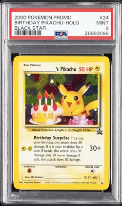 2000 POKEMON PROMO BLACK STAR #24 BIRTHDAY PIKACHU-HOLO PSA 9 - Image 1