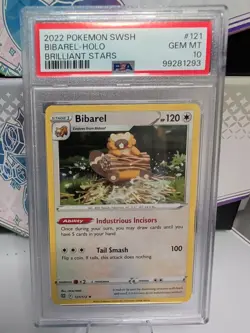 PSA 10 💎 Bibarel 121/172 Brilliant Stars Line Holo 2022 Pokemon Pop 6 - Image 1