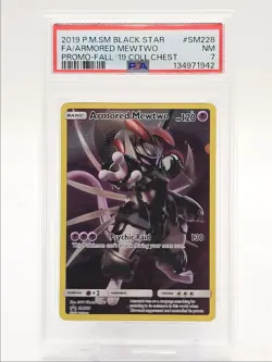 ARMORED MEWTWO 2019 POKEMON SM BLACK STAR PROMO FALL CHEST #SM228 PSA 7 Q3626 - Image 1