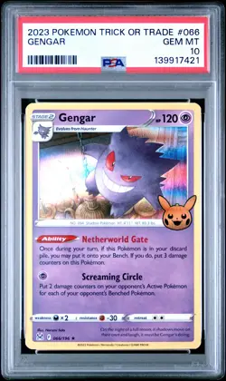 2023 POKEMON TRICK OR TRADE #066 GENGAR PSA 10 - Image 1