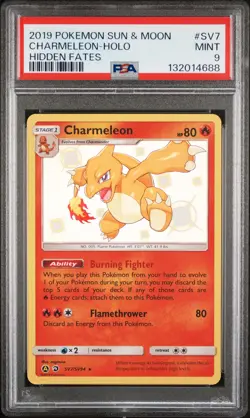 2019 POKEMON SUN & MOON HIDDEN FATES #SV7 CHARMELEON-HOLO PSA 9 - Image 1