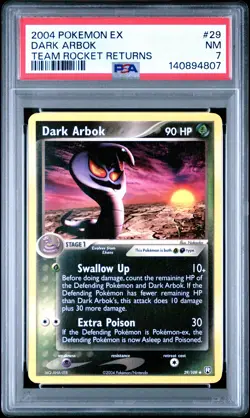 2004 POKEMON EX TEAM ROCKET RETURNS #29 DARK ARBOK PSA 7 - Image 1