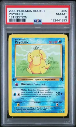 2000 POKEMON ROCKET 1ST EDITION #65 PSYDUCK PSA 8 - Image 1