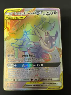 Pokemon TCG - Greninja & Zoroark GX Holo Card 222/214 Secret Sm-Unbroken Bonds - Image 1