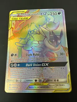 Pokemon TCG - Greninja & Zoroark GX Holo Card 222/214 Secret Sm-Unbroken Bonds - Image 2