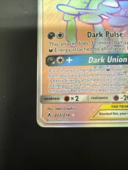 Pokemon TCG - Greninja & Zoroark GX Holo Card 222/214 Secret Sm-Unbroken Bonds - Image 5