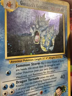 Giovanni's Gyarados 5/132 Gym Challenge Unlimited Holo Pokemon TCG MP/HP SWIRL - Image 2