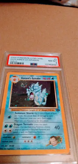 Pokemon TCG Giovanni's Gyarados Holo Swirl 5/132 Gym Challenge PSA 8🔥🔥🔥🔥🔥 - Image 1