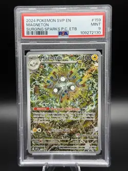 2024 POKEMON SURGING SPARKS POKEMON CENTER ETB PROMO SVP EN #159 MAGNETON PSA 9 - Image 1