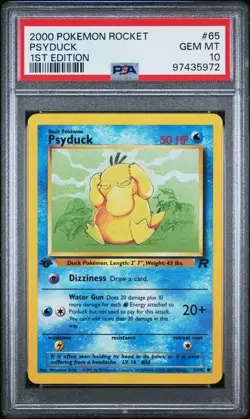 Pokemon Team Rocket 1st Edition Psyduck 65/82 PSA 10 GEM MINT *972 - Image 1