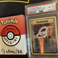 2016 Pokemon XY Evolutions Charizard Spirit Link Holo 75/108 PSA 8 NM-Mint - Image 1