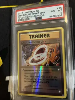 2016 Pokemon XY Evolutions Charizard Spirit Link Holo 75/108 PSA 8 NM-Mint - Image 2