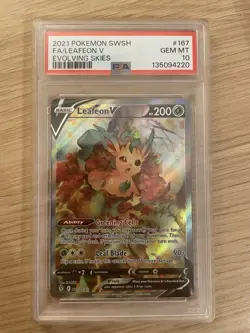 2021 POKEMON SWORD & SHIELD EVOLVING SKIES #167 FULL ART/LEAFEON V PSA 10 - Image 1