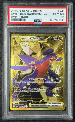 CYNTHIA'S GARCHOMP EX PSA 10 2025 POKEMON DESTINED RIVALS #241/182 HYPER RARE 38 - Image 1