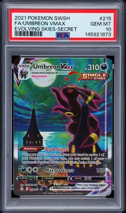 2021 POKEMON SWORD & SHIELD EVOLVING SKIES SECRET FULL ART/UMBREON VMAX PSA 10 - Image 1