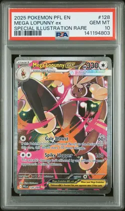 2025 POKEMON PFL SPECIAL ILLUSTRATION RARE #128 MEGA LOPUNNY EX PSA 10 - Image 1