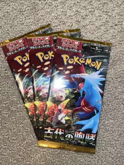 JAPANESE Pokemon ANCIENT ROAR Booster Pack sv4K New Sealed Unweighed TCG (3) LOT - Image 1